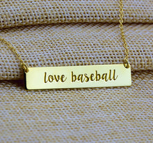 Load image into Gallery viewer, Love Baseball Bar Necklace