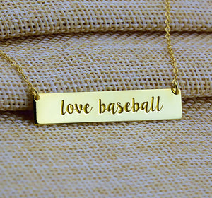 Love Baseball Bar Necklace